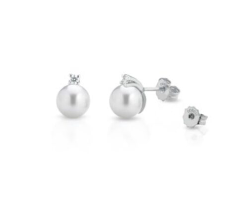 Orecchini Coscia Perle Donna  in   Oro Diamante 0.14