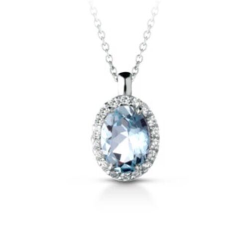 Collana Artigianale Donna  in   Oro bianco Acquamarina 0.15