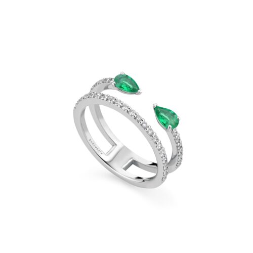 Anello Buonocore Donna  in   Oro bianco Smeraldo
