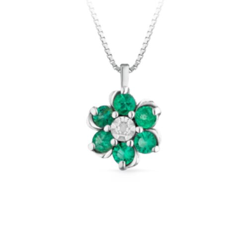 Collana Artigianale Donna in Oro bianco Smeraldo CIOFLEUR/1S