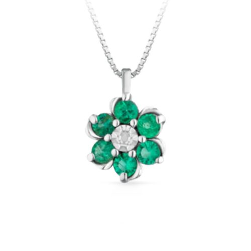 Collana Artigianale Donna in Oro bianco Smeraldo CIOFLEUR/1S