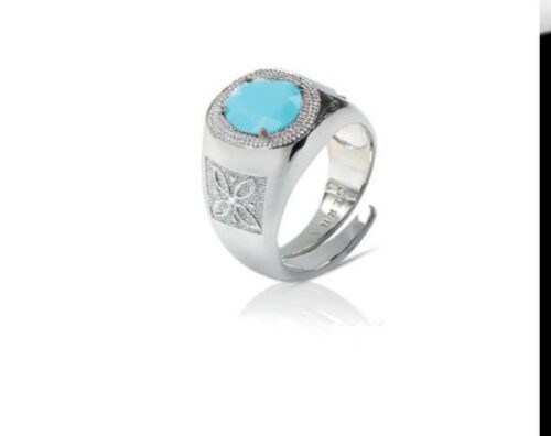 Anello Gerba Uomo  in   Argento Pasta di turchese