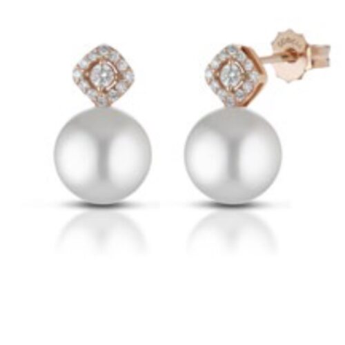 Orecchini Coscia Perle Donna  in   Oro Diamante 0.35