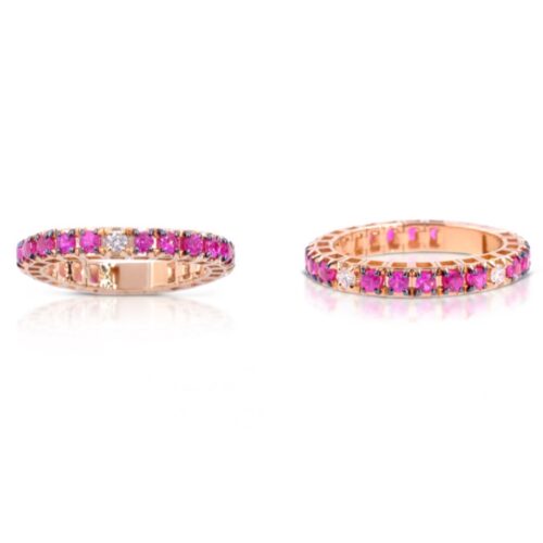 Anello Gianni Carità Donna  in   Oro rosa Rubino 1.05