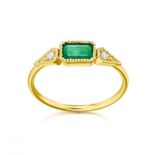 Anello Le Carrè Donna  in   Oro giallo Smeraldo 0.36