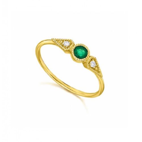 Anello Le Carrè Donna  in   Oro giallo Smeraldo 0.14
