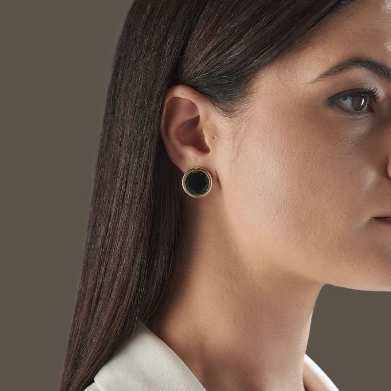 Orecchini Aquaforte Donna Tonde Reverse in Argento Onice H4180254 2 Orecchini Aquaforte Donna Tonde Reverse in Argento Onice H4180254 - immagine 2